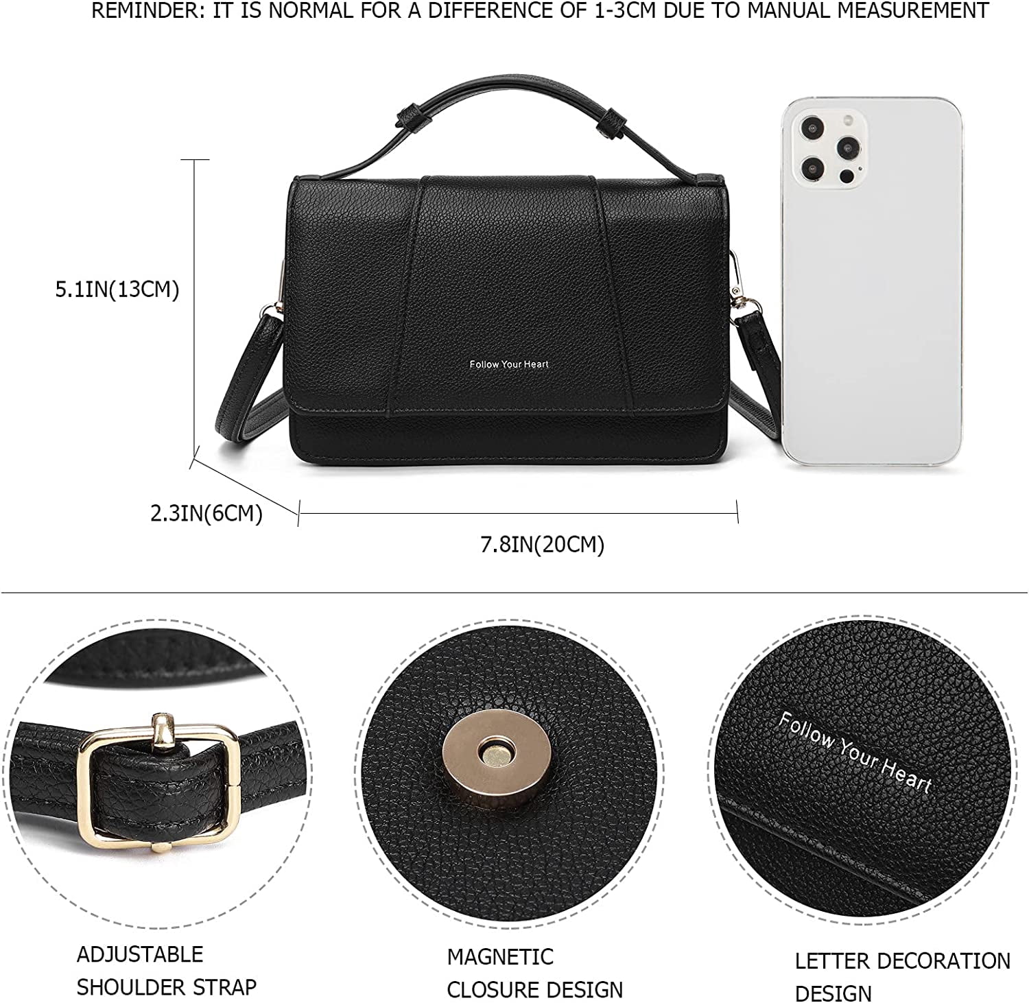 Small Crossbody Handbag for Women, Lightweight Shoulder Messenger Bag Clutch Purse Top Handle Phone Bag