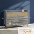thumbnail image 2 of EastVita 6 Drawer Double Wooden Rattan Dresser for Bedroom, 47" Wide Modern Chest of Drawers Storage Cabinet for Bedroom Living Room, 2 of 6