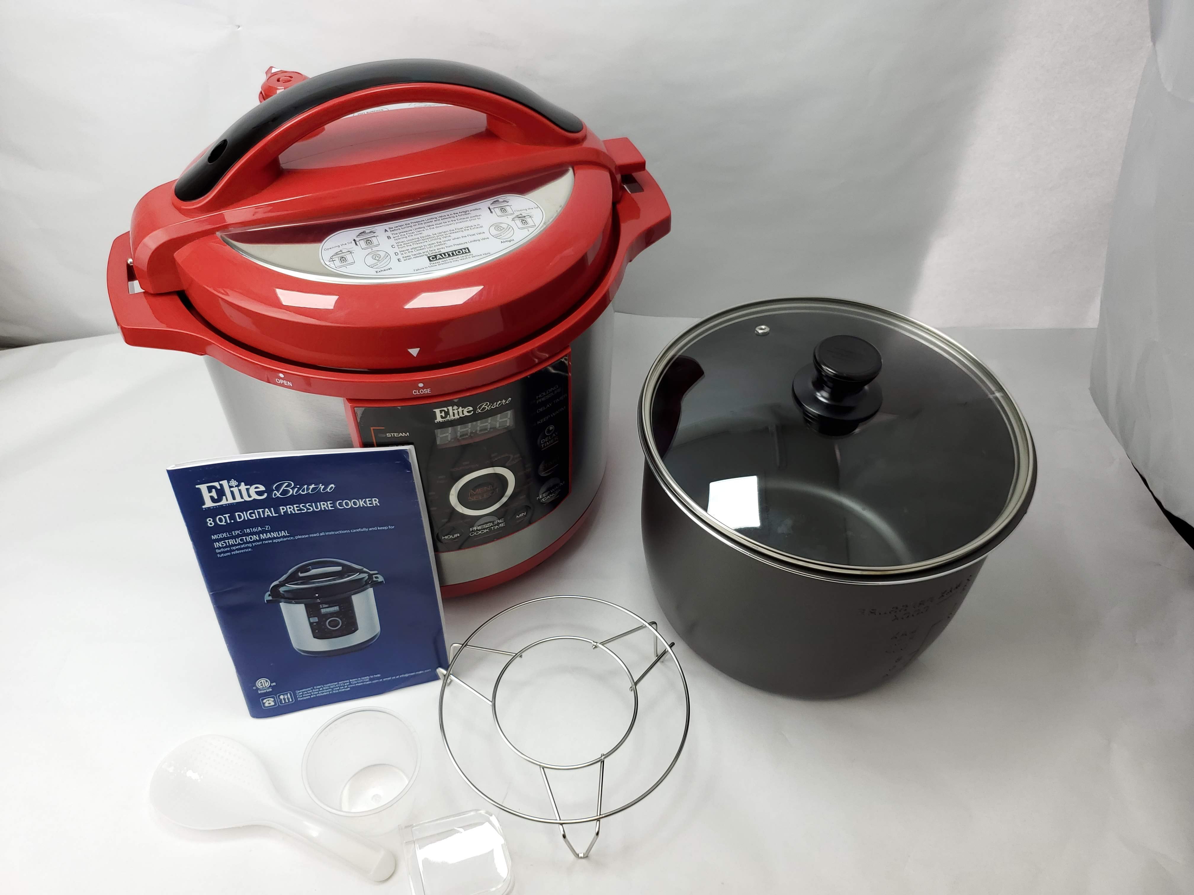 Elite Platinum EPCM-55R 5.5 qt Smart n Healthy Low Pressure Multi-Cooker,  Red 