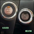thumbnail image 3 of White Bling Crystal Rhinestone Car Engine Ignition Button Ring, Emblem Sticker, Girly Car Interior Accessory Decoration for Push to Start Button Cover, AC Control Knob,Car Shift Cover, 3 of 7