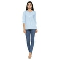 thumbnail image 4 of Yash Gallery Women's Cotton Embroidered Straight Top (Light Blue), 4 of 5