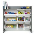 thumbnail image 4 of Système de rangement pour jouets avec tablette et 9 bacs de rangement, blanc, 4 of 8