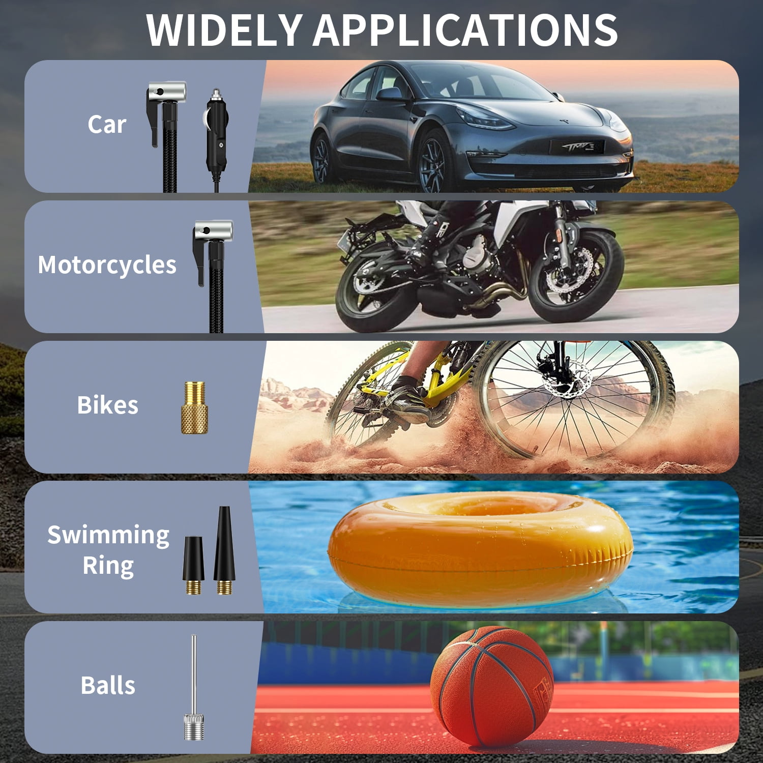 Tire Inflator Portable Air Compressor, 12000mAh&150PSI Cordless Electric Air Pump with Digital Pressure Gauge, Power Bank & Emergency LED Light, Rechargeable Tire Pump for Car Motorcycle Bicycle Ball