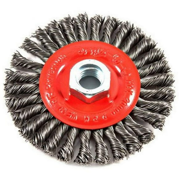 Cepillo de alambre Forney de 4 pulgadas con eje 5/8-11