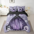thumbnail image 2 of Feelyou Fashion Dress Twin Bedding Sets 7-Piece for Girls, Romantic Purple Flower Bedding Comforter Set, Princess Style Reversible Sheet Sets, Luxury Bedroom Decor, 2 of 7
