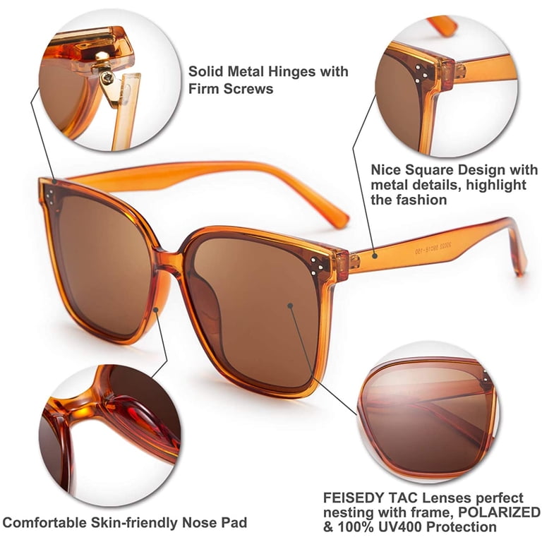 FEISEDY Retro Square Polarized Sunglasses Women Men  display picture 1