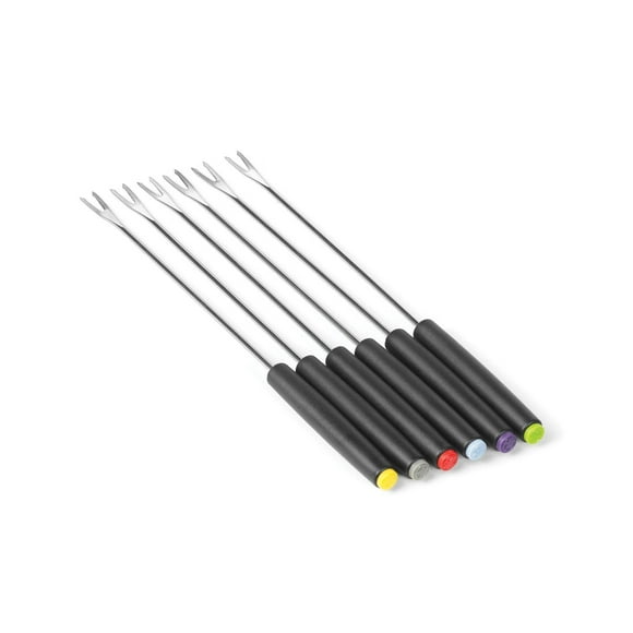 Starfrit Fondue Forks Set, 6 Stainless Steel Forks with Color-Coded Plastic Handles, 8.8 Inch Long, Dishwasher Safe, Durable, Easy Grip, Perfect for Fondue Parties and Entertaining