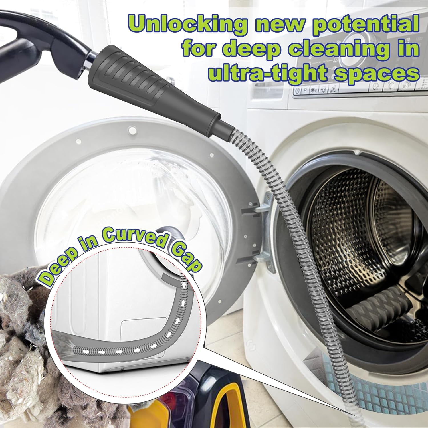 MKEUDQ-Dryer Vent Cleaner Kit Dryer Lint Vac Attachment with Brush, Lint Remover, Dryer Vent Vacuum Hose Cleaning Tools, Black
