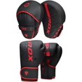 thumbnail image 4 of RDX Boxing Pads and Gloves Set, Maya Hide Leather KARA Hook and Jab Curved Focus Mitts with Punching Gloves for MMA, Muay Thai, Kickboxing Coaching, Martial Arts., 4 of 7