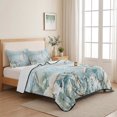 thumbnail image 5 of Twin XL Quilt Set 68''x98'', Teal Ocean Coastal Lightweight Bedspread Coverlet Set with 2 Pillow Shams, Summer Beach Nautical Coral Starfish Breathable All Season Quilt Bedding for Dorm/Guest Room, 5 of 9