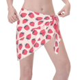 thumbnail image 2 of Zufioo Strawberry Print Women's Beach Short Wrap Skirt, Short Quick-drying Wrap Skirt, Swimsuit Cover-up Sun Protection Cape, Suitable for Beach, Pool-One Size, 2 of 5