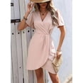 thumbnail image 4 of Elegant Polyester Women'S Summer Dress: Short Sleeved, V-Neck, Casual A-Line Mid Skirt S, 4 of 8