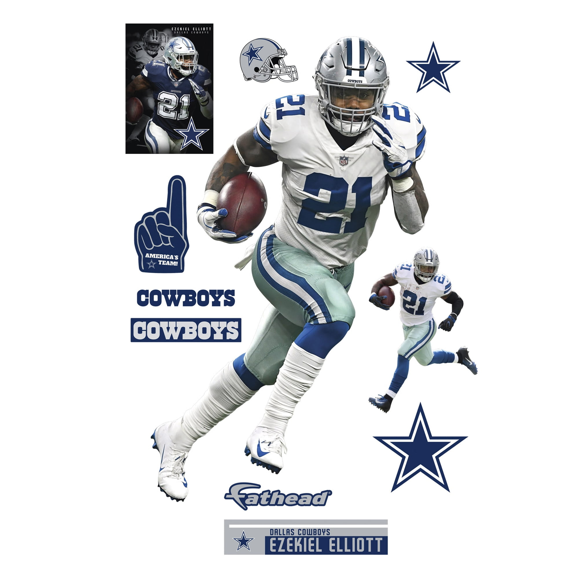 Ezekiel Elliott Dallas Cowboys Fathead 11Pack LifeSize Removable Wall