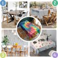 thumbnail image 4 of Colorful Rainbow Tie Dye Spiral Pattern Rectangle Tablecloth 60"x84",Waterproof Polyester Rectangle Table Cloth, Wipeable Spillproof Polyester Tablecloth for Dining, Camping, Indoor and Outdoor, 4 of 5