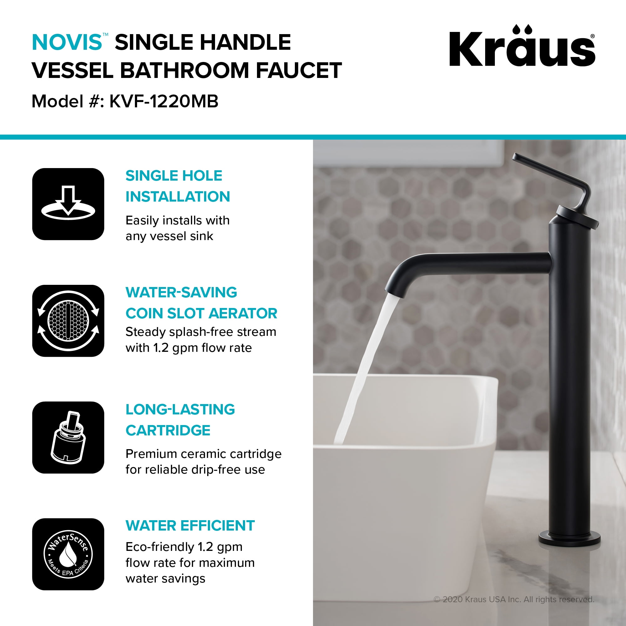 Ramus™ Single Handle Vessel Bathroom Sink Faucet with Pop-Up Drain in Matte Black (2-Pack)