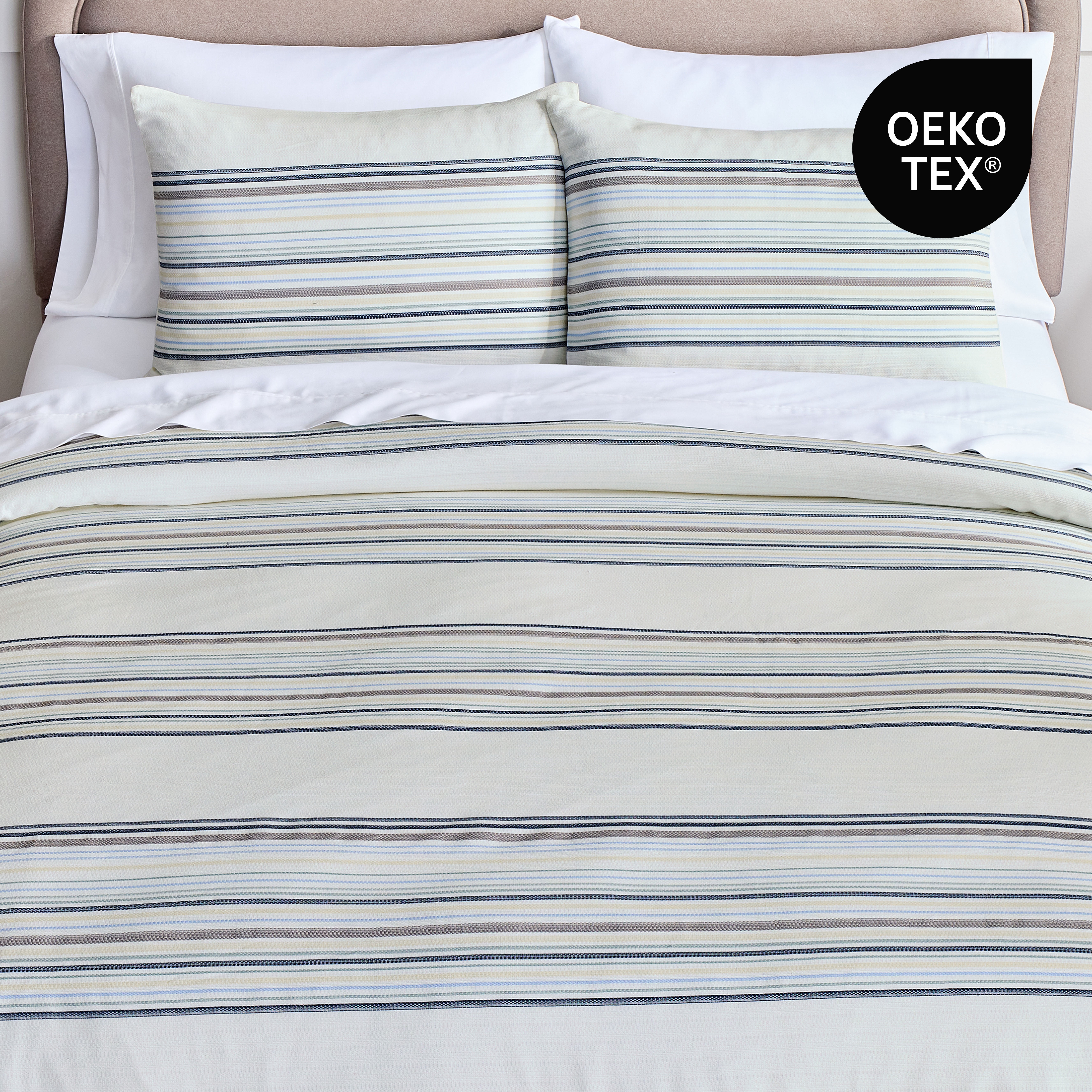 Better Homes & Gardens Full/Queen Comforter Set, Heavy Weight Warmth, 3-Piece, Blue Yarn Dye Stripe
