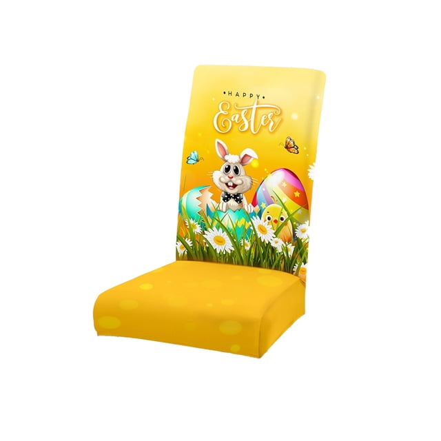 SIYTUAU Decorative Rabbit Stretch Chair Cover For Dining Room Chair Protector Easter Holiday Party Home Decor A