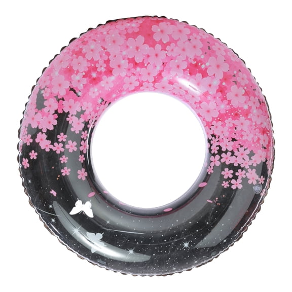 Btidfty Cherry Blossom Inflatable Pool Float Ring, Thickened Seamless Edges, Suitable for Summer Beach Parties (Black 80)