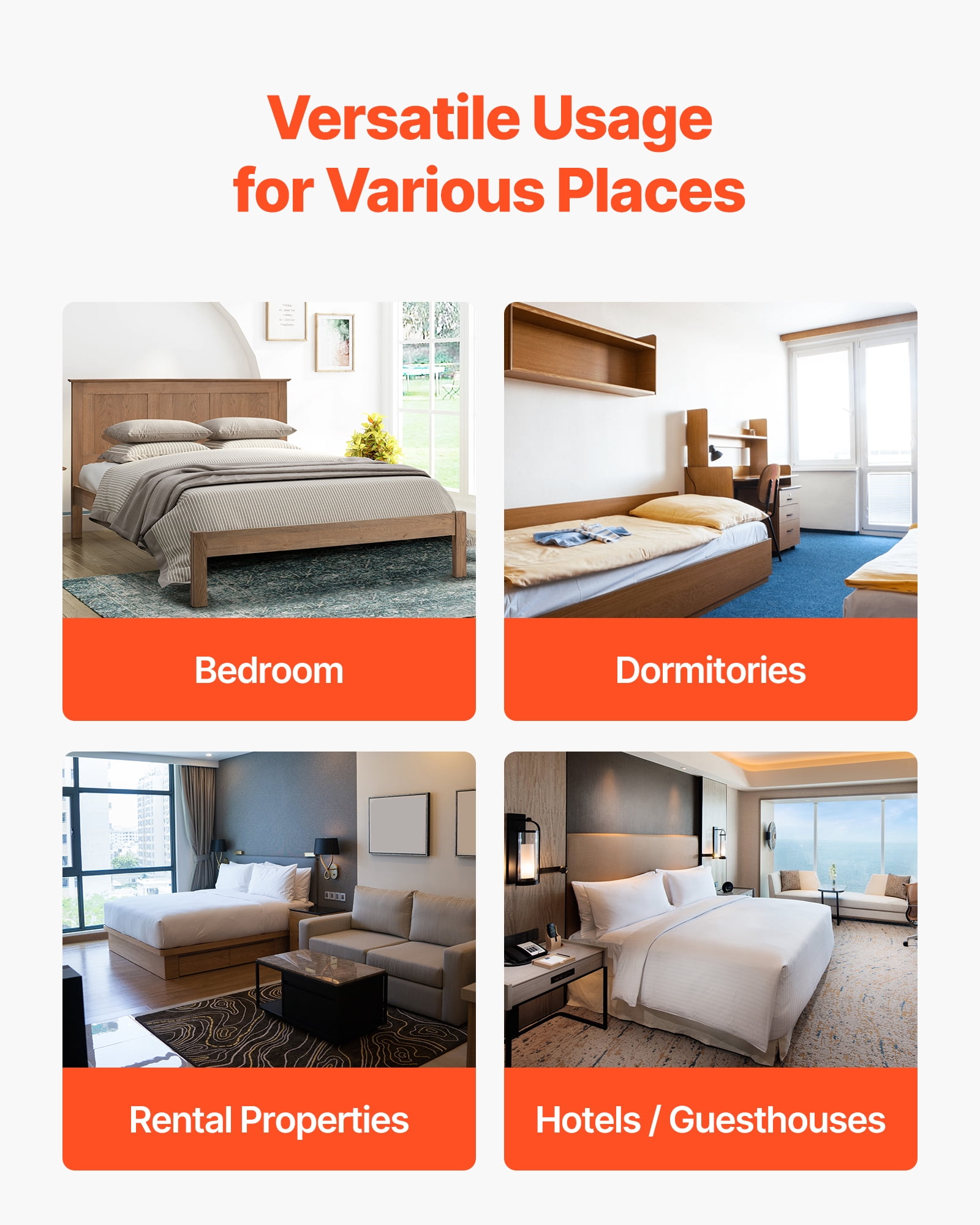 VEVOR Full Size Bunkie Board, 0.4 in Foldable Bed Board Slats with Connection, Wooden Mattress Support for Full Size Bed, Support under Mattress Boards, Ready to Use, 8 Piece, Burlywood