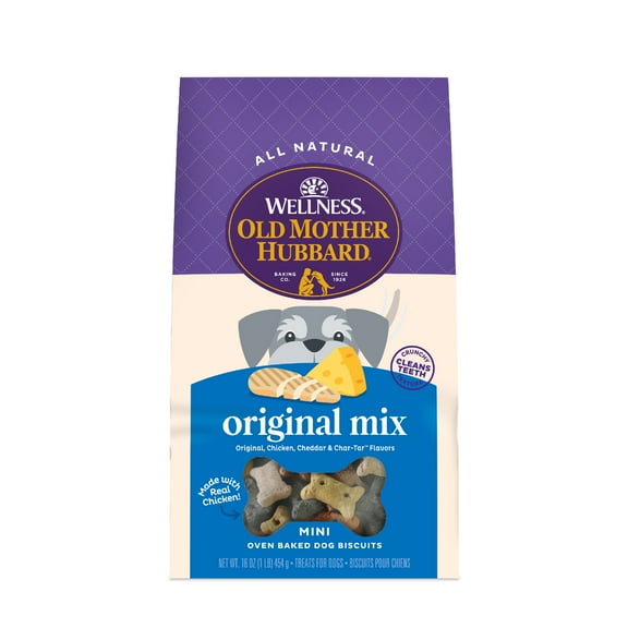 Wellness Old Mother Hubbard Classic Original Mix Baked Biscuit Treats for Dogs, Mini 16 Ounce Bag