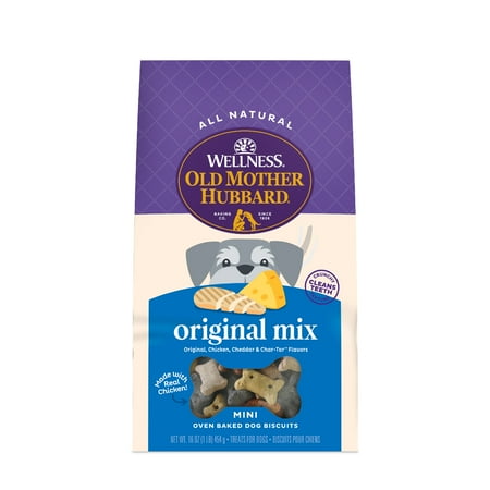 Wellness Old Mother Hubbard Classic Original Mix Baked Biscuit Treats for Dogs  Mini 16 Ounce Bag