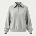 thumbnail image 5 of Ghalytn Women's Quarter Zip Collared Sweatshirt, Long Rib Cuff Sleeve Drop Shoulder Relaxed Fit Pullover Top, 5 of 5