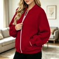 thumbnail image 4 of Evdexr Sweatshirts for Women Zip Up Drop Shoulder Long Sleeve Sweatshirt Fall 2026 Dressy Trendy Jacket Solid Loose Fit Oversized Y2k Coats with pockets XL, 4 of 7