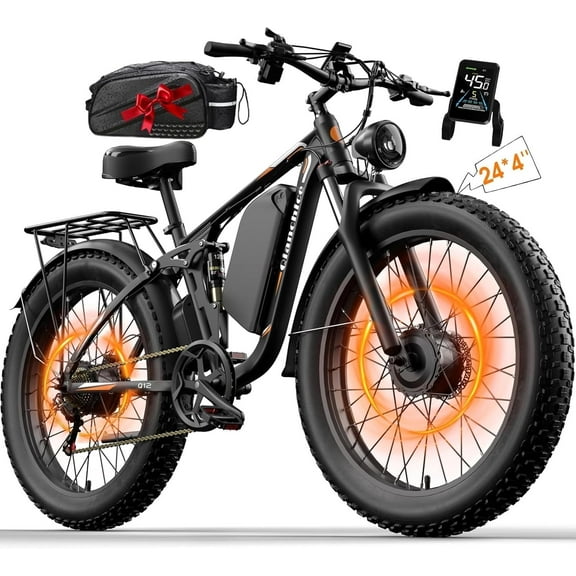 Dual Motor 5000W Peak Electric Bike for Adults-Women-Men, 52V 34AH Long Range Ebike Fat Tire 24inch, 41-45MPH Fast Electric Bicycle Dirt Bike, Hydraulic Disc Brake ebike