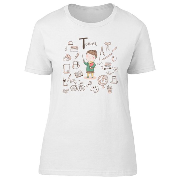 Teacher With Doodle Equipment T-Shirt Women -Image by Shutterstock, Female Medium