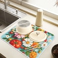 thumbnail image 2 of Yayeee Dish Drying Mat for Kitchen Counter 16" x 18" Microfiber Super Absorbent Coffee Decorative Pad, Pink Floral Tomatoes, 2 of 9