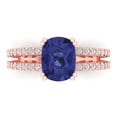 thumbnail image 2 of 3.96ct cushion cut blue tanzanite 18k rose gold Bridal Wedding Engagement Promise Anniversary Ring for Women size 3.5, 2 of 7