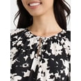 thumbnail image 4 of Time and Tru Women’s and Women’s Plus Printed Smocked Blouse, Sizes XS-4X, 4 of 5