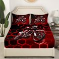 thumbnail image 3 of Erosebridal Motorcycle Sport Queen Sheet Sets, Red Bedding Queen Size, Geometry Abstract Decor, 3 of 7