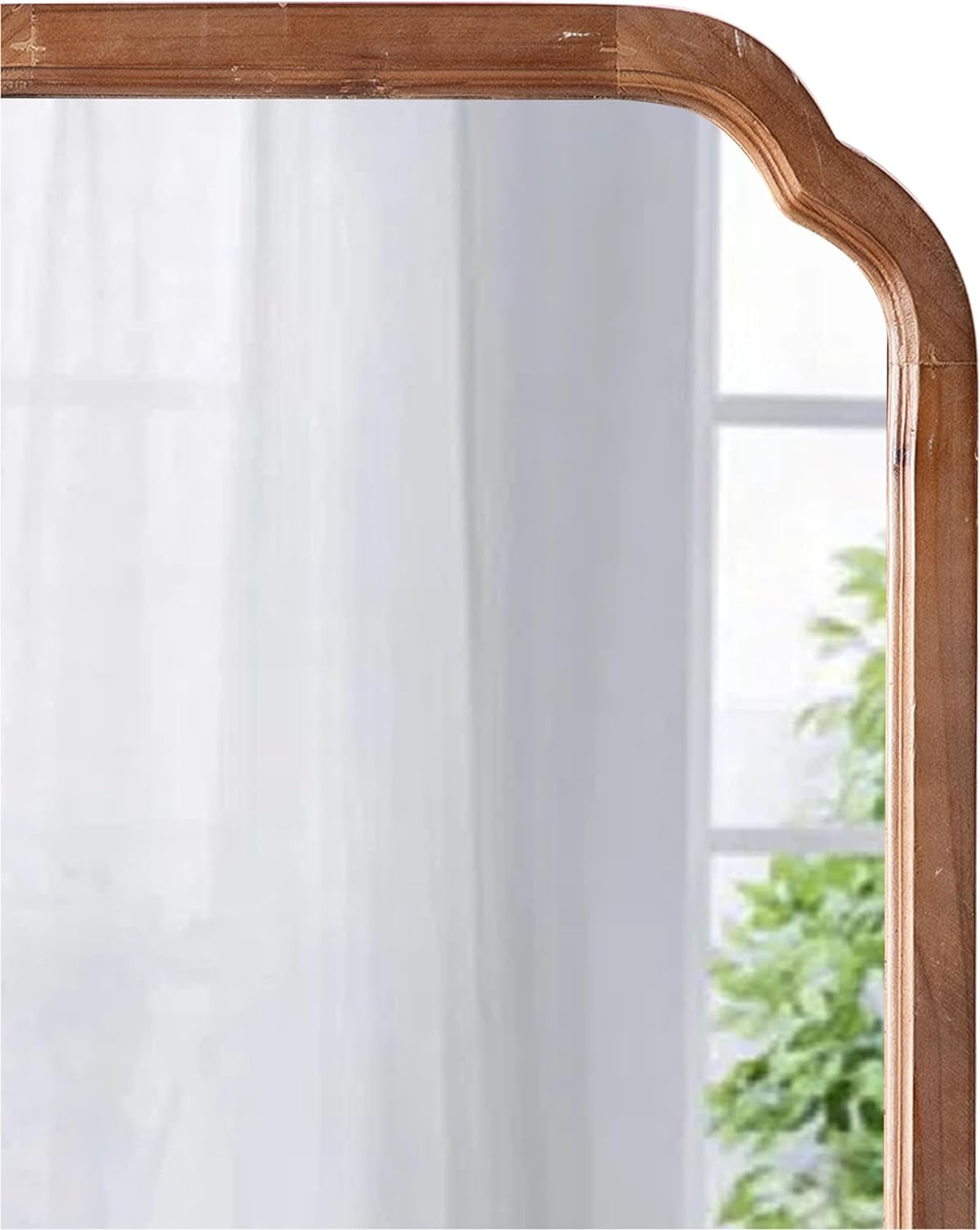 Sintosin Farmhouse Mirrors for Wall Decor 17" x 24", Distressed Wood Frame Bathroom Mirrors for over Sink, Decorative Arched Corner Rectangle Mirror for Home Decor