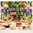 thumbnail image 5 of 8 x 6 ft Mardi Gras Mask Backdrop Purple Green Gold Beads Masquerade Party Photography Backdrop for Carnival Birthday Dancing Wedding Bachelorette Party Banner Photo Booth Props, 5 of 5