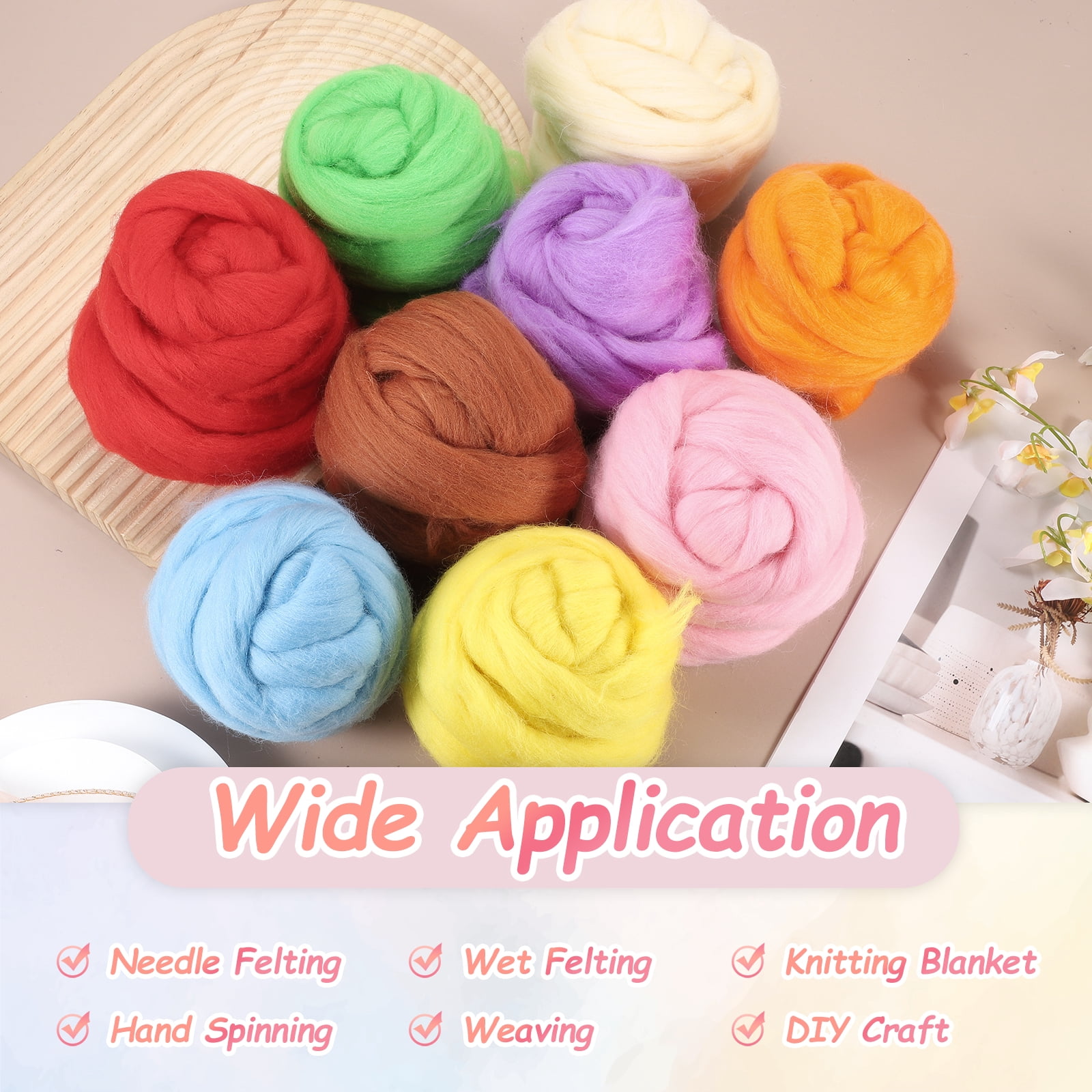 Uxcell Wool Roving Yarn, 250G/8.8OZ Soft Felting Wool Pure Chunky Roving Yarn Bulk for Needle Felting Knitting Blanket Spinning Weaving DIY Craft, Gray