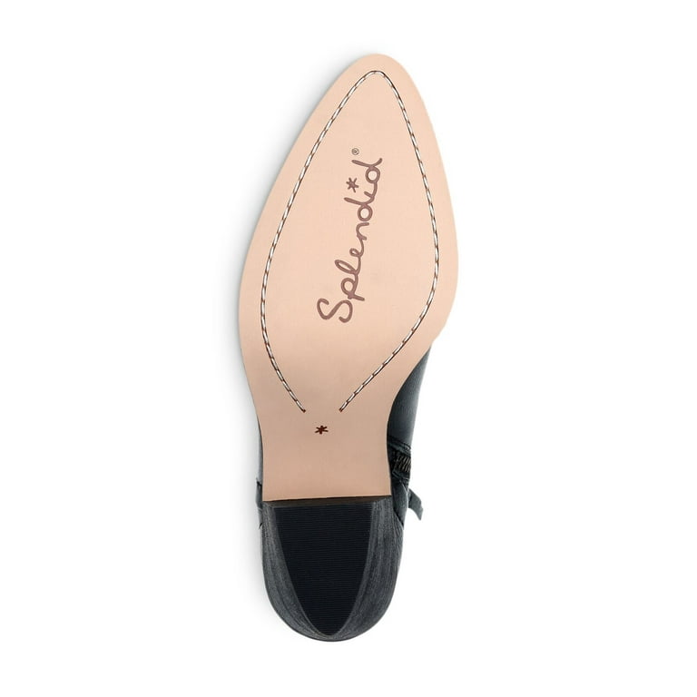 SPLENDID Womens Black Cushioned Cherie Round Toe Block Heel Zip Up