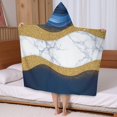 thumbnail image 5 of Blue Marble Gold Wave Pattern Hooded Bath Towel，50"x30" for Ages 3 To 12 Kids, Quick Dry Lightweight Soft Microfiber Hood Beach Towel Cover Up for Kids, 5 of 7