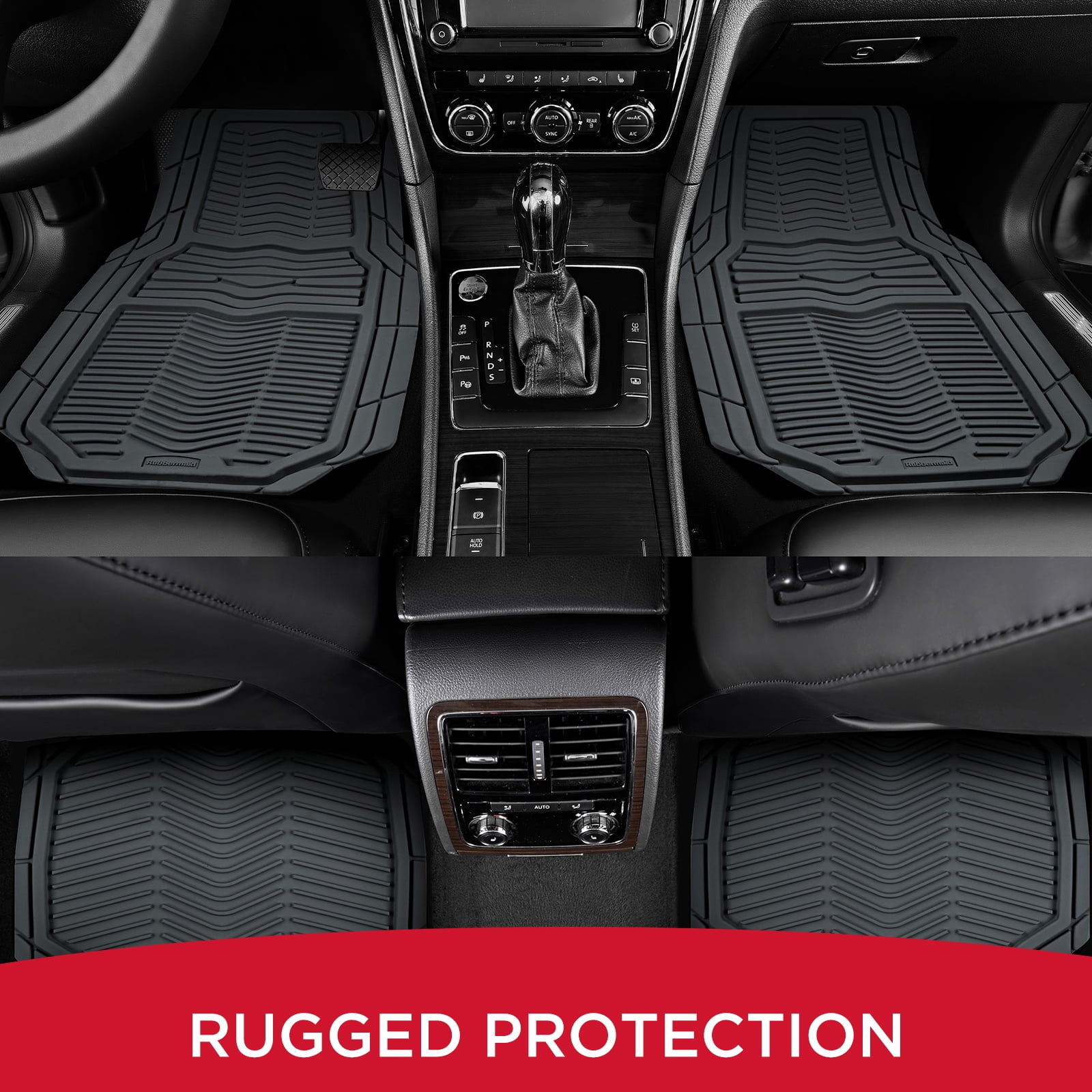 Rubbermaid Car Floor Mats,Heavy Rubber Car  Mats Set, Non-Slip,  Easy to Clean, Universal Fit for Cars, Trucks & SUVs,  Gray