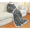 thumbnail image 4 of Catalonia Sherpa Wearable Blanket with Sleeves Arms, Super Soft Warm Comfy Large Fleece Plush Sleeved TV Throws Wrap Robe Blanket for Adult Women and Men, Zebra, 72" x 55", 4 of 7