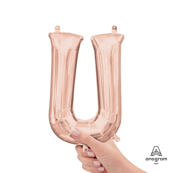 16 inch Letter U - Anagram - Rose Gold (Air-Fill Only) Foil Mylar Balloon - Party Supplies Decorations