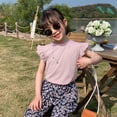 thumbnail image 4 of Karoyedx Girls Top Toddler Baby Girl Ruffle Short Sleeve T Shirts Kids Crew Neck Casual Tops Blouses Basic Tee Pink Size,4-5 Years, 4 of 4