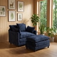 thumbnail image 7 of Lovableguy Modern Oversized Accent Chair with Ottoman,Chenille Deep Seat Upholstered Armchair,Comfy Single Sofa Couch for Living Room Bedroom Office Apartment,Blue, 7 of 7
