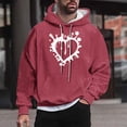 thumbnail image 2 of ZCFZJW Big and Tall Regular Fit Casual Hoodie Tops for Men Lightweight Funny Heart Pattern Print Long Sleeve Drawstring Hooded Outwear Coat Trendy Oversized Baggy Sweatshirts Red XXL, 2 of 5
