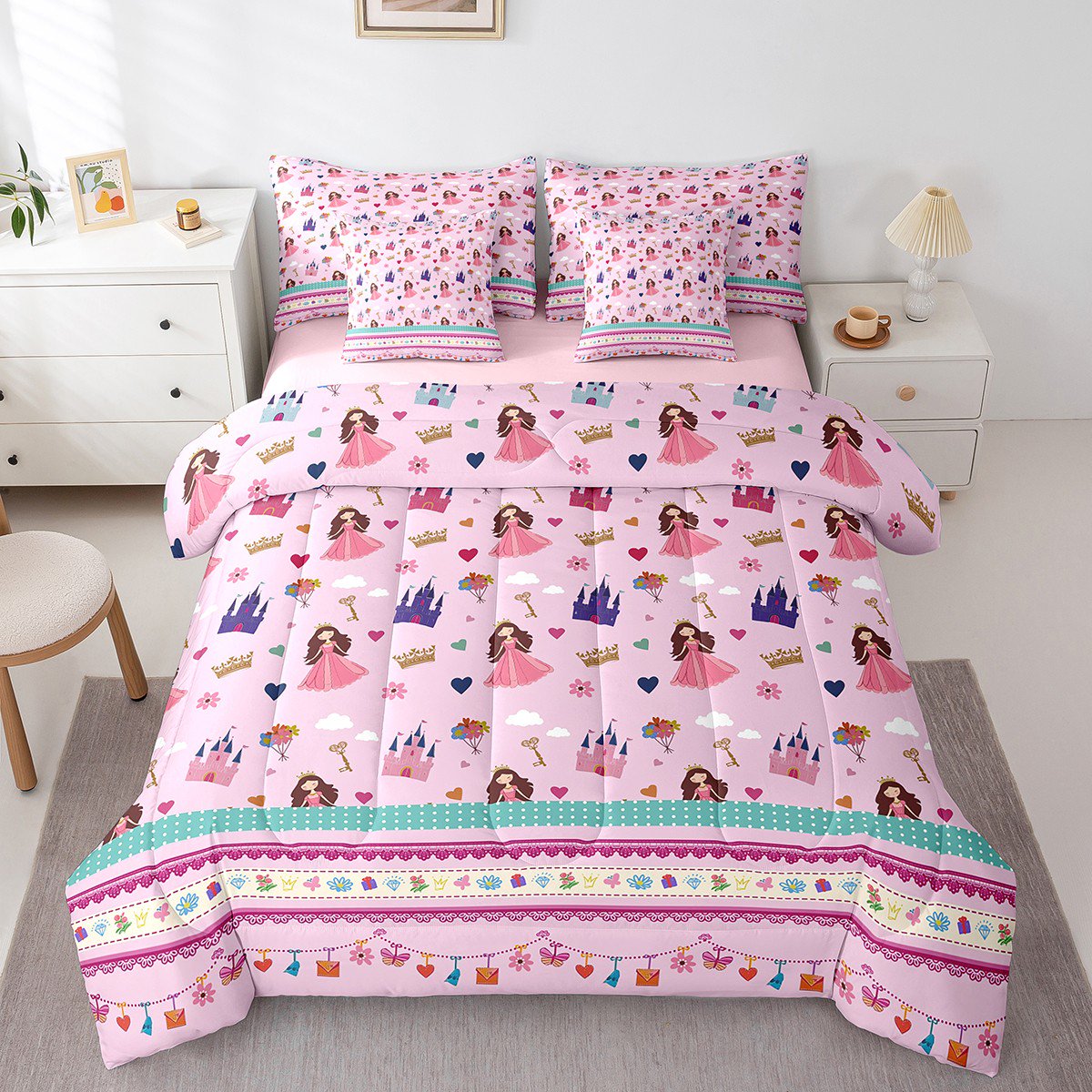 Couvre-Lit Matelassé à Pois Géométriques Enfants - 2 Pièces Simple Garçon Fille Moderne