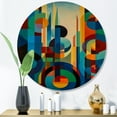 thumbnail image 2 of Designart "Symmetrical Motion in Blue and Green" Modern Geometric Metal Round Wall Decor, 2 of 5