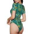 thumbnail image 3 of The Xecao Jungle Leopard Women's Crew Neck Body Suit, a short-sleeved bodysuit and basic swimsuit, both comfort and style for dating and daily life, 3 of 9