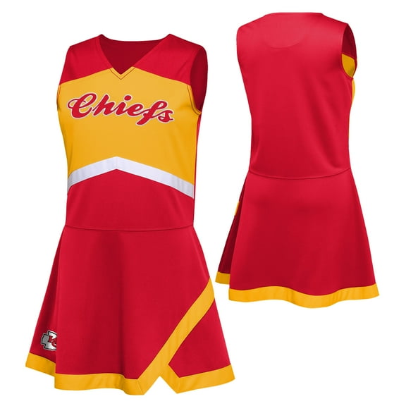 Girls Preschool Red Kansas City Chiefs Two-Piece Cheer Captain Jumper Dress with Bloomers Set