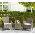 thumbnail image 2 of Devoko 3 Pieces Patio Furniture Set Outdoor Conversation Set Wicker Bistro Chairs Set of 2 with Coffee Table for Porch Backyard Balcony,, Gray/Beige, 2 of 6
