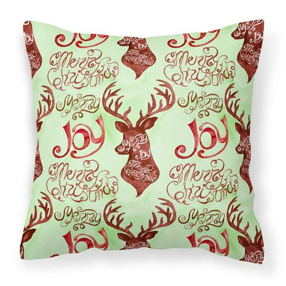 Merry Christmas Joy Reindeer Fabric Decorative Pillow - 18 x 18 in.